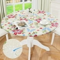 thumbnail image 1 of Round Fitted Tablecloth with Elastic Edge, 100% Waterproof Oil Proof Plastic Table Cover, Vinyl Flannel Backed Tablecloth Fits 36"-44" Round Tables for Dinner, Outdoor, Picnic, Black, 1 of 6