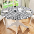 thumbnail image 1 of Round Fitted Tablecloth with Elastic Edge, 100% Waterproof Oil Proof Plastic Table Cover, Vinyl Flannel Backed Tablecloth Fits 36"-44" Round Tables for Dinner, Outdoor, Picnic, Black, 1 of 6