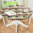 thumbnail image 1 of Round Fitted Tablecloth with Elastic Edge, 100% Waterproof Oil Proof Plastic Table Cover, Vinyl Flannel Backed Tablecloth Fits 36"-44" Round Tables for Dinner, Outdoor, Picnic, Black, 1 of 6