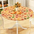 thumbnail image 1 of Round Fitted Tablecloth with Elastic Edge, 100% Waterproof Oil Proof Plastic Table Cover, Vinyl Flannel Backed Tablecloth Fits 36"-44" Round Tables for Fall, Thanksgiving, Colored Leaves, 1 of 4