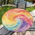 thumbnail image 1 of Round Fitted Tablecloth with Elastic Edge, 44"-60" Waterproof Stain Resistant Table Cover for Indoor, Outdoor, Picnic, Dining, Camping, Party, Holiday, 44", Rainbow Swirl, 1 of 4