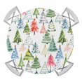 thumbnail image 1 of Round Fitted Tablecloth with Elastic Edge, Christmas Waterproof Table Cloth Table Cover for 45"-54" Tables, Cartoon Xmas Tree Winter Abstract Tablecloths for Dining Picnic Party Outdoor, 1 of 9