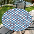 thumbnail image 1 of Round Fitted Tablecloth with Elastic Edge Design Table Cover Waterproof Stain-Resistant Wipeable Table Cloth Best for 38"-42" Round Tables Blue Checkered Pattern, 1 of 4