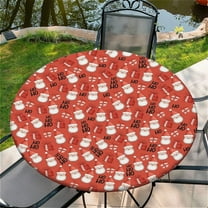 Round Fitted Tablecloth with Elastic Edge Design Table Cover Waterproof Stain-Resistant Wipeable Table Cloth Best for 38"-42" Round Tables Santa Claus
