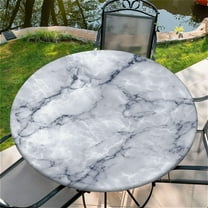 Round Fitted Tablecloth with Elastic Edge Design Table Cover Waterproof Stain-Resistant Wipeable Table Cloth Best for 42"-46" Round Tables for Outdoor Indoor Marble
