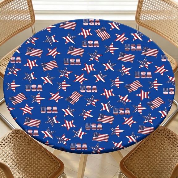 Round Fitted Tablecloth with Elastic Edge Design Table Cover Waterproof Stain-Resistant Wipeable Table Cloth Best for Outdoor/Indoor for 36"-60" Round Tables