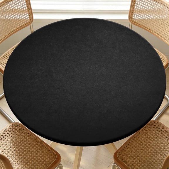 Round Fitted Tablecloth with Elastic Edge Design Table Cover Waterproof Stain-Resistant Wipeable Table Cloth Best for Outdoor/Indoor for 38"-42" Round Tables Black
