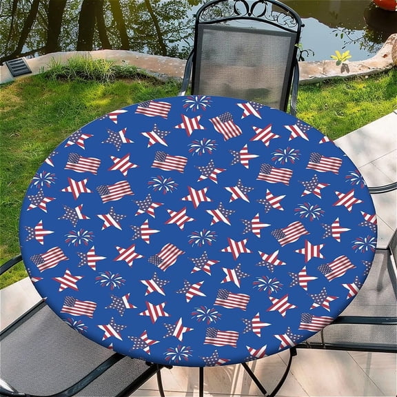 Round Fitted Tablecloth with Elastic Edge Design Table Cover Waterproof Table Cloth Stain-Resistant for 36"-65" Round Table for Dining, Picnic, Party, Decor, Outdoor
