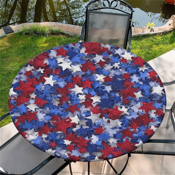 Round Fitted Tablecloth with Elastic Edge Design Table Cover Waterproof Table Cloth Stain-Resistant for 36"-65" Round Table for Dining, Picnic, Party, Decor, Outdoor