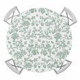 thumbnail image 1 of Round Fitted Tablecloth with Elastic Edge, Green Flower Waterproof Table Cloth Table Cover for 55"-60" Tables, Farmhouse Vintage Boho Leaf Spring Tablecloths for Dining Picnic Party Outdoor, 1 of 9