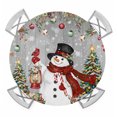 thumbnail image 1 of Round Fitted Tablecloth with Elastic Edge, Grey Christmas Waterproof Table Cloth Table Cover for 36"-44" Tables, Snowman Xmas Tree Ball Snowflake Winter Wooden Tablecloths for Dining Party Outdoor, 1 of 9