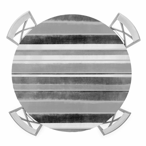 Round Fitted Tablecloth with Elastic Edge, Grey Nordic Style Stripes Waterproof Table Cloth Table Cover for 36"-44" Tables, Black Gray Texture Tablecloths for Dining Picnic Party Outdoor
