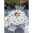 thumbnail image 1 of Round Fitted Tablecloth with Elastic Edge Patriotic Star on Wood Board Table Cloth for 45"-52" Circle Tables,Waterproof Oil-Proof Table Cover for Outdoor Picnic Party Events,Independence Day USA Flag, 1 of 6