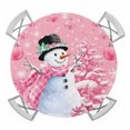 thumbnail image 1 of Round Fitted Tablecloth with Elastic Edge, Pink Christmas Waterproof Table Cloth Table Cover for 45"-54" Tables, Snowman Xmas Tree Ball Gifts Winter Tablecloths for Dining Picnic Party Outdoor, 1 of 9
