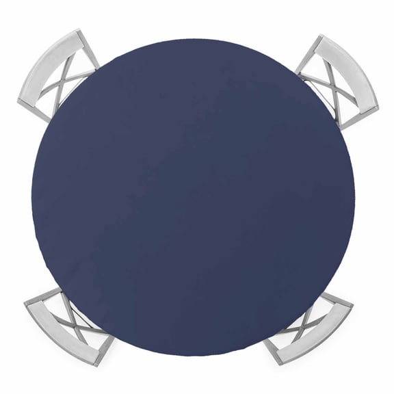 Round Fitted Tablecloth with Elastic Edge, Pure Dark Blue Waterproof Table Cloth Table Cover for 45"-54" Tables, Simple Solid Color Tablecloths for Dining Picnic Party Outdoor