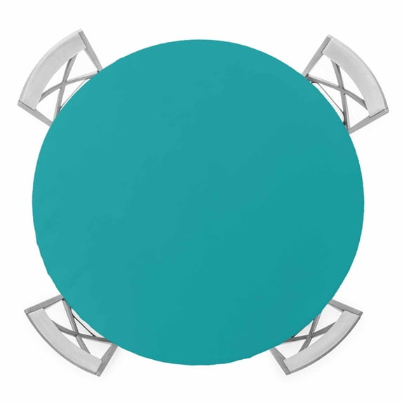 Round Fitted Tablecloth with Elastic Edge, Pure Teal Green Waterproof Table Cloth Table Cover for 36"-44" Tables, Simple Solid Color Tablecloths for Dining Picnic Party Outdoor