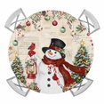 thumbnail image 1 of Round Fitted Tablecloth with Elastic Edge, Red Beige Christmas Waterproof Table Cloth Table Cover for 36"-44" Tables, Snowman Xmas Tree Ball Snowflake Winter Tablecloths for Dining Party Outdoor, 1 of 9