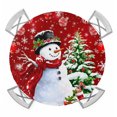 thumbnail image 1 of Round Fitted Tablecloth with Elastic Edge, Red Christmas Waterproof Table Cloth Table Cover for 55"-60" Tables, Snowman Xmas Tree Ball Gifts Winter Tablecloths for Dining Picnic Party Outdoor, 1 of 9