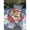 thumbnail image 1 of Round Fitted Tablecloth with Elastic Edge - Retro Patriotic Floral Table Cloth for 45"-52" Circle Tables,Waterproof Oil-Proof Table Cover for Outdoor Picnic Party Events, Independence Day Flowers, 1 of 6