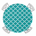 thumbnail image 1 of Round Fitted Tablecloth with Elastic Edge, Teal Morocco Waterproof Table Cloth Table Cover for 45"-54" Tables, Ethnic Boho Minimalist Abstract Geometric Tablecloths for Dining Picnic Party Outdoor, 1 of 9