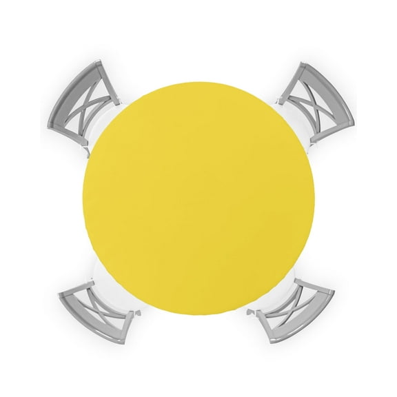 Round Fitted Tablecloth with Elastic Edge, Yellow Waterproof Oil-Proof Wipeable Tablecloth Decorative Table Cover for Indoor/Outdoor, Fit 36" - 44" Round Table
