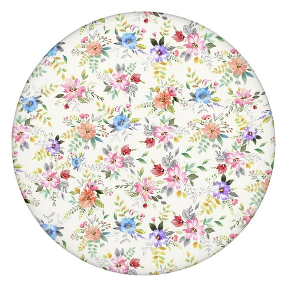 Round Fitted Tablecloth with Elastic Edges Fits 36"-44" Round Tables Pioneer Colorful Floral Waterproof Table Cover Washable Indoor and Outdoor for Party Kitchen Dinner Banquet Patio Picnic