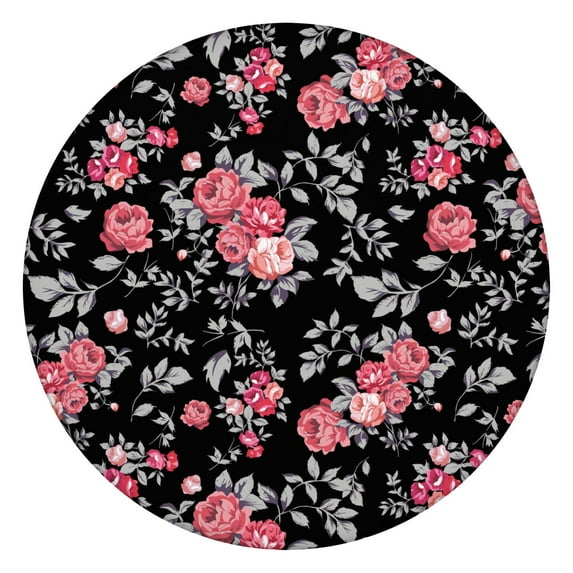 Round Fitted Tablecloth with Elastic Edges Fits 36"-44" Round Tables Pioneer Colorful Floral Waterproof Table Cover Washable Indoor and Outdoor for Party Kitchen Dinner Banquet Patio Picnic