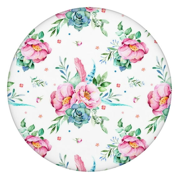 Round Fitted Tablecloth with Elastic Edges Fits 36"-44" Round Tables Pioneer Colorful Floral Waterproof Table Cover Washable Indoor and Outdoor for Party Kitchen Dinner Banquet Patio Picnic