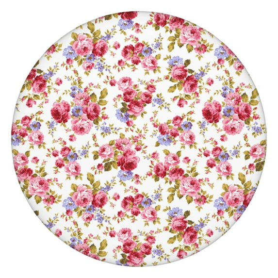 Round Fitted Tablecloth with Elastic Edges Fits 36"-44" Round Tables Pioneer Colorful Floral Waterproof Table Cover Washable Indoor and Outdoor for Party Kitchen Dinner Banquet Patio Picnic