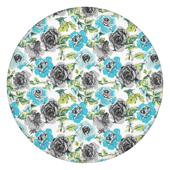 Round Fitted Tablecloth with Elastic Edges Fits 36"-44" Round Tables Pioneer Colorful Floral Waterproof Table Cover Washable Indoor and Outdoor for Party Kitchen Dinner Banquet Patio Picnic