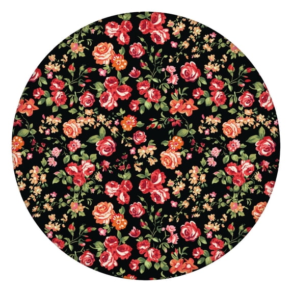 Round Fitted Tablecloth with Elastic Edges Fits 36"-44" Round Tables Pioneer Colorful Floral Waterproof Table Cover Washable Indoor and Outdoor for Party Kitchen Dinner Banquet Patio Picnic