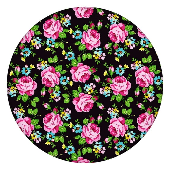 Round Fitted Tablecloth with Elastic Edges Fits 36"-44" Round Tables Pioneer Colorful Floral Waterproof Table Cover Washable Indoor and Outdoor for Party Kitchen Dinner Banquet Patio Picnic