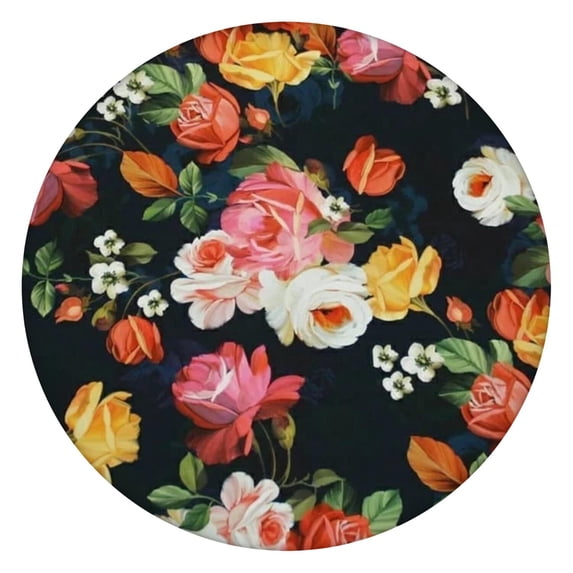 Round Fitted Tablecloth with Elastic Edges Fits 45"-52" Round Tables Pioneer Colorful Floral Waterproof Table Cover Washable Indoor and Outdoor for Party Kitchen Dinner Banquet Patio Picnic