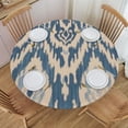 thumbnail image 1 of Round Fitted Tablecloth with Elastic Ikat Blue Fitted Table Covers for Round Tables Waterproof Reusable Vinyl Table Cloth for Indoor and Outdoor 40"-48" ,24ju22coO150, 1 of 7