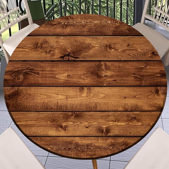 Round Fitted Tablecloth with Elastic Outdoor Table Cover Round Elastic Tablecloths for Tables Waterproof Wipeable Table Cloths for Indoor,Picnic,Kitchen,Dinner (40"-44")