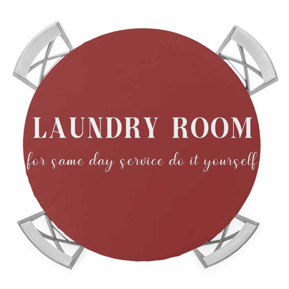 Round Fitted Tablecloth with Elastic Red Laundry Room Tablecloths Do It Yourself Patio Table Cover for Kitchen Dinner Party Picnic Decor Fits Tables up to 36"- 44" Diameter