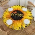 thumbnail image 1 of Round Fitted Tablecloth with Elastic Sunflower and Butterfly Round Outdoor Tablecloths Fitted Table Covers for Round Tables Waterproof Reusable Vinyl Table Cloth for Indoor and Outdoor 50"-56", 1 of 7