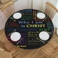 thumbnail image 1 of Round Fitted Tablecloth with Elastic Verse Scripture Quotes Round Outdoor Tablecloths Fitted Table Covers for Round Tables Waterproof Reusable Vinyl Table Cloth for Indoor and Outdoor 44"-48", 1 of 7