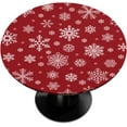 thumbnail image 1 of Round Fitted Tablecloth with Elastic Winter White Snowflakes Red Round Elastic Table Cloth Polyester fitted tablecloth 36"-42" Waterproof Table Cover for Dining Room kitchen Patio Restaurant Use, 1 of 4