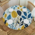 thumbnail image 1 of Round Fitted Tablecloth Leaves Pattern,Spring Leaf Table Cloth with Elastic Edged Waterproof Wipeable Round Table Cover for Patio Parties Outdoor Decor, 1 of 7