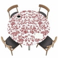 thumbnail image 1 of Round Fitted Tablecloth,Red Pastoral Flower Circle Table Cover Waterproof Table Cloth with Elastic Edge,Vintage Rustic Farmhouse Floral Outdoor Tablecloths for Kitchen Picnic 55-60in, 1 of 9