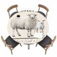 thumbnail image 1 of Round Fitted Tablecloth,Rustic Animal Farmhouse Sheep Circle Table Cover Waterproof Table Cloth with Elastic Edge,Sweet Home Quote on Beige Outdoor Tablecloths for Kitchen Picnic 55-60in, 1 of 9