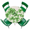 thumbnail image 1 of Round Fitted Tablecloth,Spring St. Patrick's Day Shamrocks Leaves Circle Table Cover Waterproof Table Cloth with Elastic Edge,Nature Green Plant Outdoor Tablecloths for Kitchen Picnic 36-44in, 1 of 9