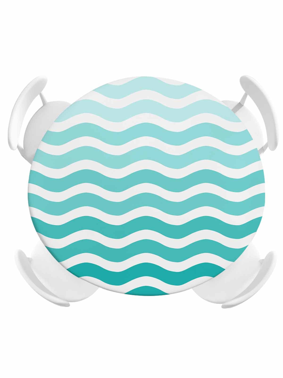 Round Ripple Cloth Round Fitted Tablecloth,Teal Gradient Water Ripple Circle Table Cover ...