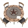 thumbnail image 1 of Round Fitted Tablecloth,Vintage Farmhouse Western Star Circle Table Cover Waterproof Table Cloth with Elastic Edge,Country Buffalo Brown Wooden Outdoor Tablecloths for Kitchen Picnic 55-60in, 1 of 9