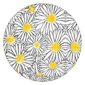 Round Fitted Tablecloth Waterproof with Boho Daisy and Butterfly Pattern, Vintage Artistic Floral Table Cover for Indoor Outdoor Dining
