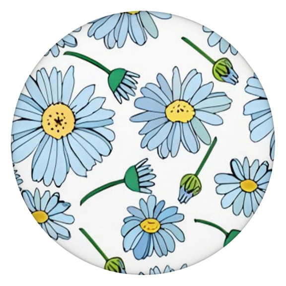 Round Fitted Tablecloth Waterproof with Watercolor Daisy and Bee Print, Boho Chic Floral Cover for Patio Kitchen Picnic