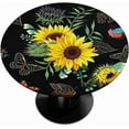 thumbnail image 1 of Round Fitted Tablecloth Wild Butterfly Sunflowers Round Tablecloth with Elastic Edge Circular Table Cover Waterproof Wipeable Table Cloth, Fits Tables up to 36" - 42" Diameter, 1 of 6