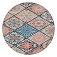thumbnail image 1 of Round Fitted Tablecloth with Boho Floral Motif, 44 Inch Elastic Hem Fits 38 to 42 Inch Tables, Durable Spill Resistant for Indoor Outdoor Use, 1 of 7