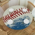 thumbnail image 1 of Round Fitted Tablecloth with Elastic Edge, Baseball Abstract Table Cover Washable Table Clothes, 1 of 8